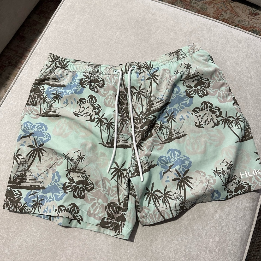 Huk Tropical Print Swim Shorts